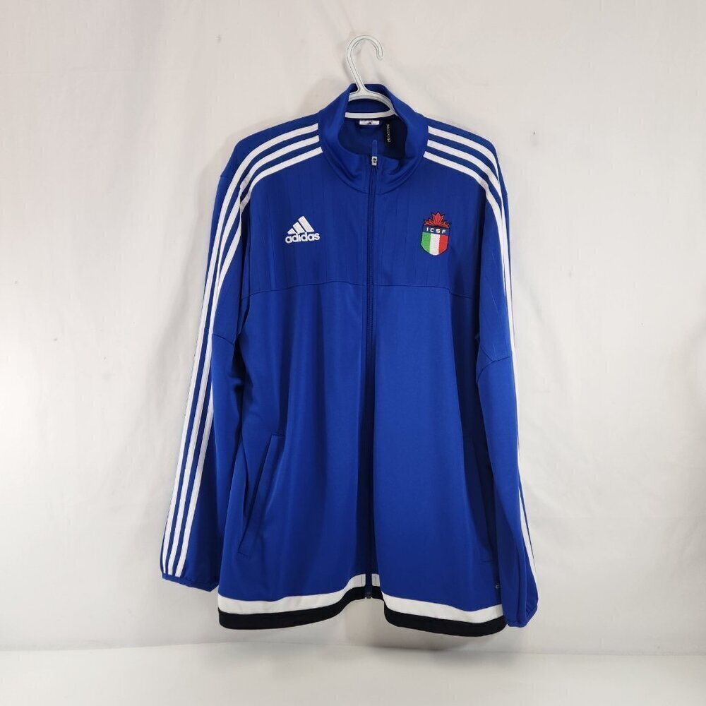 Adidas ICSF Blue Zip-Up Jacket Climacool Italian Canadian Soccer Patch